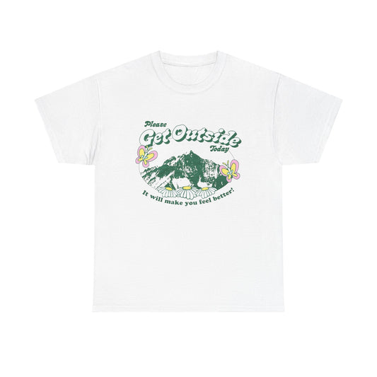 Please Get Outside Today Graphic T Shirt Unisex Heavy Cotton Tee Gift Vintage
