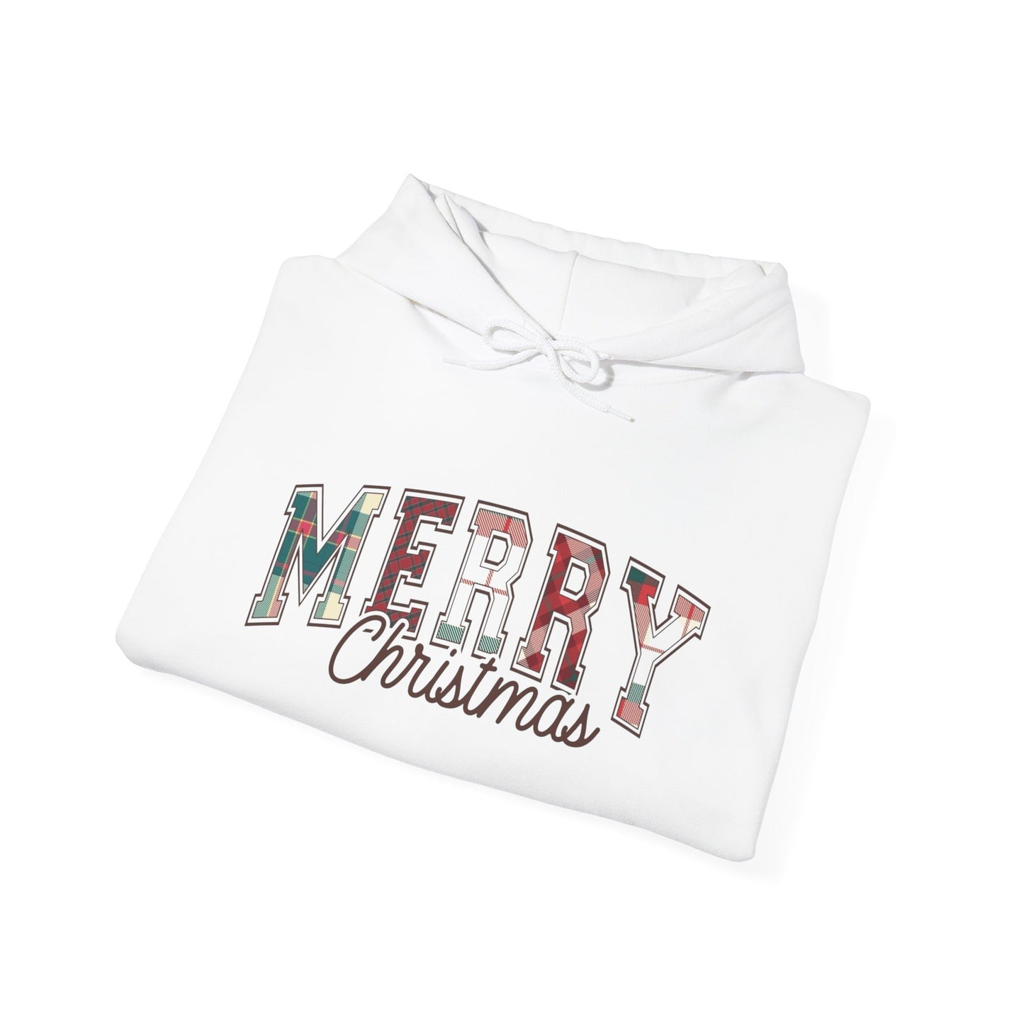 Plaid Merry Christmas Graphic Hoodie Unisex Heavy Blend™ Hooded Sweatshirt
