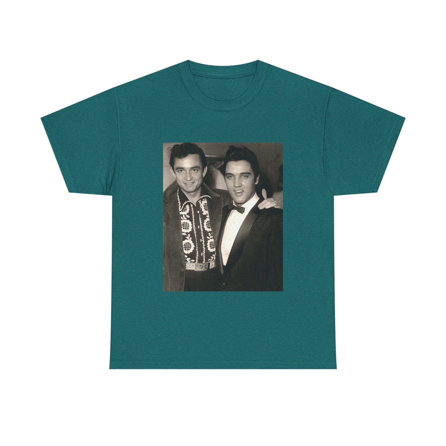 Elvis And Johnny cash shirt vintage graphic art black and white Heavy Cotton
