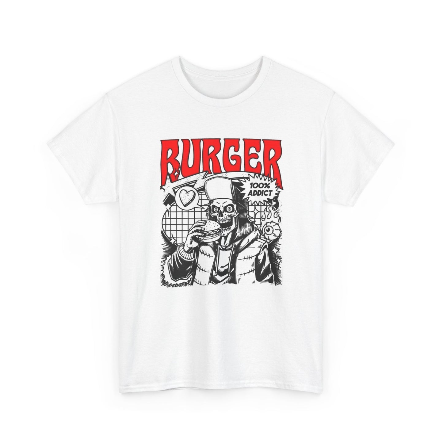 Burger Addict Funny Graphic T Shirt Unisex Heavy Cotton Tee