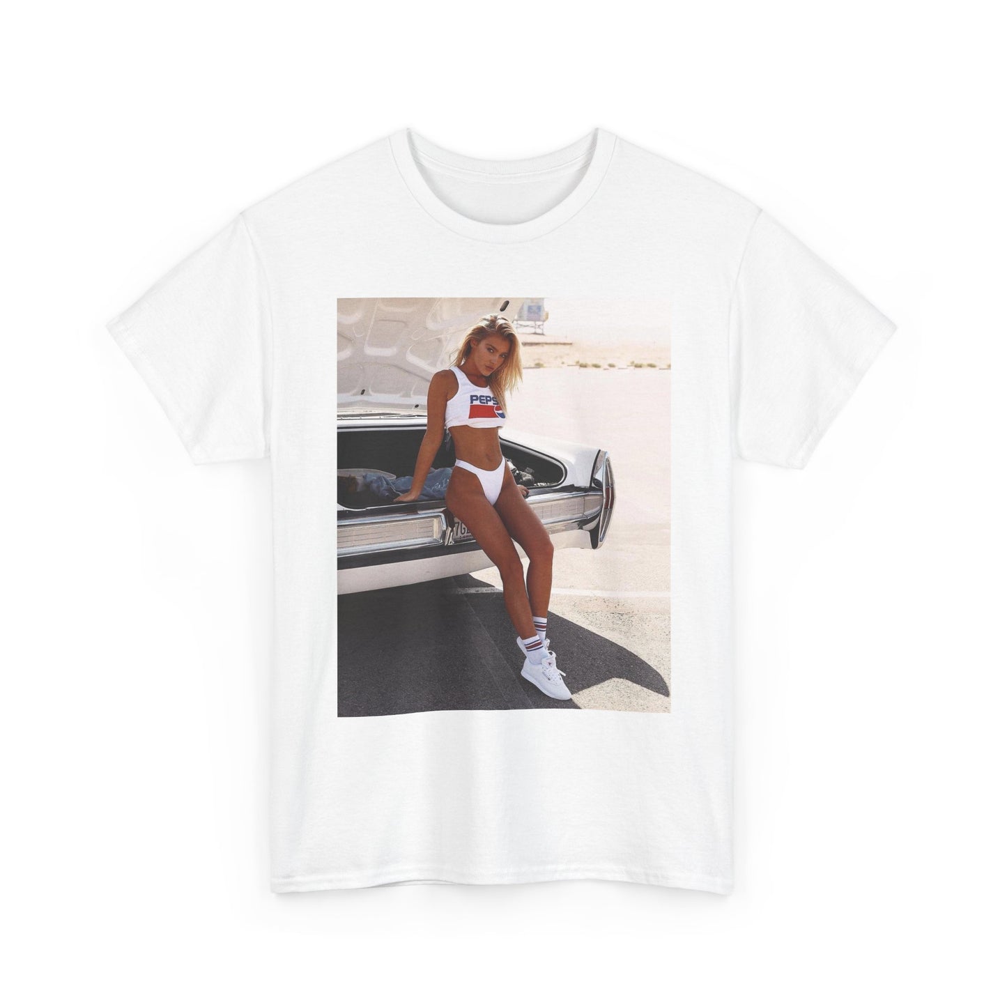 Cadillac Bikini Model Vintage Graphic T Shirt S-5XL Unisex Heavy Cotton Tee
