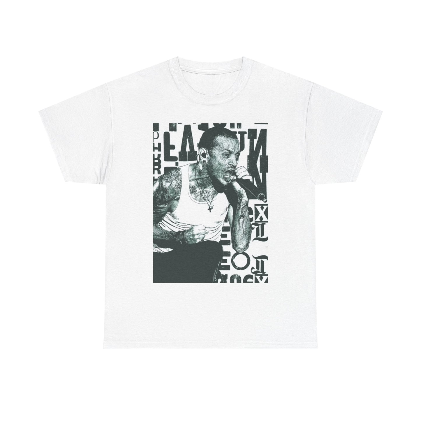 Chester Bennington TShirt Singing LP Stage Art Unisex Heavy Cotton Tee