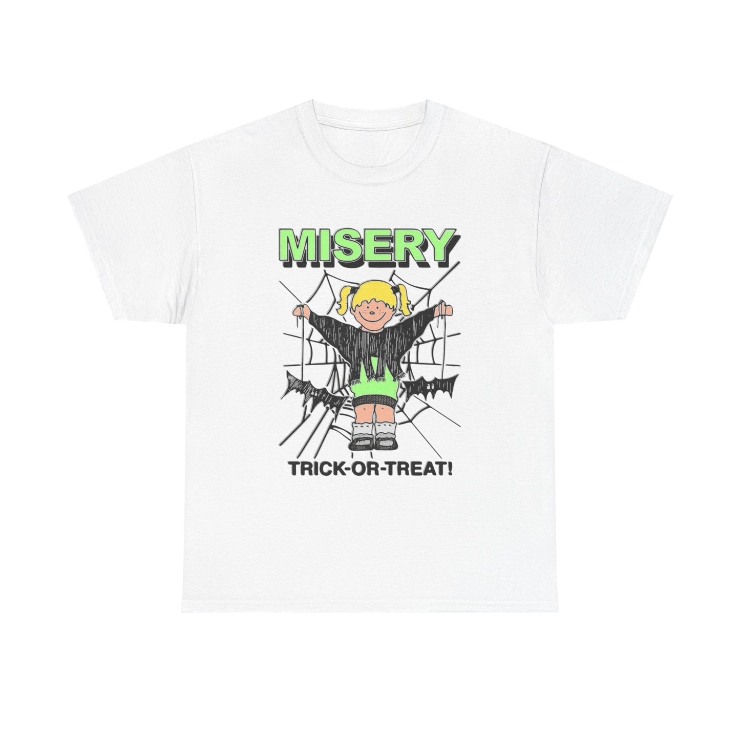 Misery Trick Or Treat Graphic T Shirt New Adult Unisex Heavy Cotton Tee