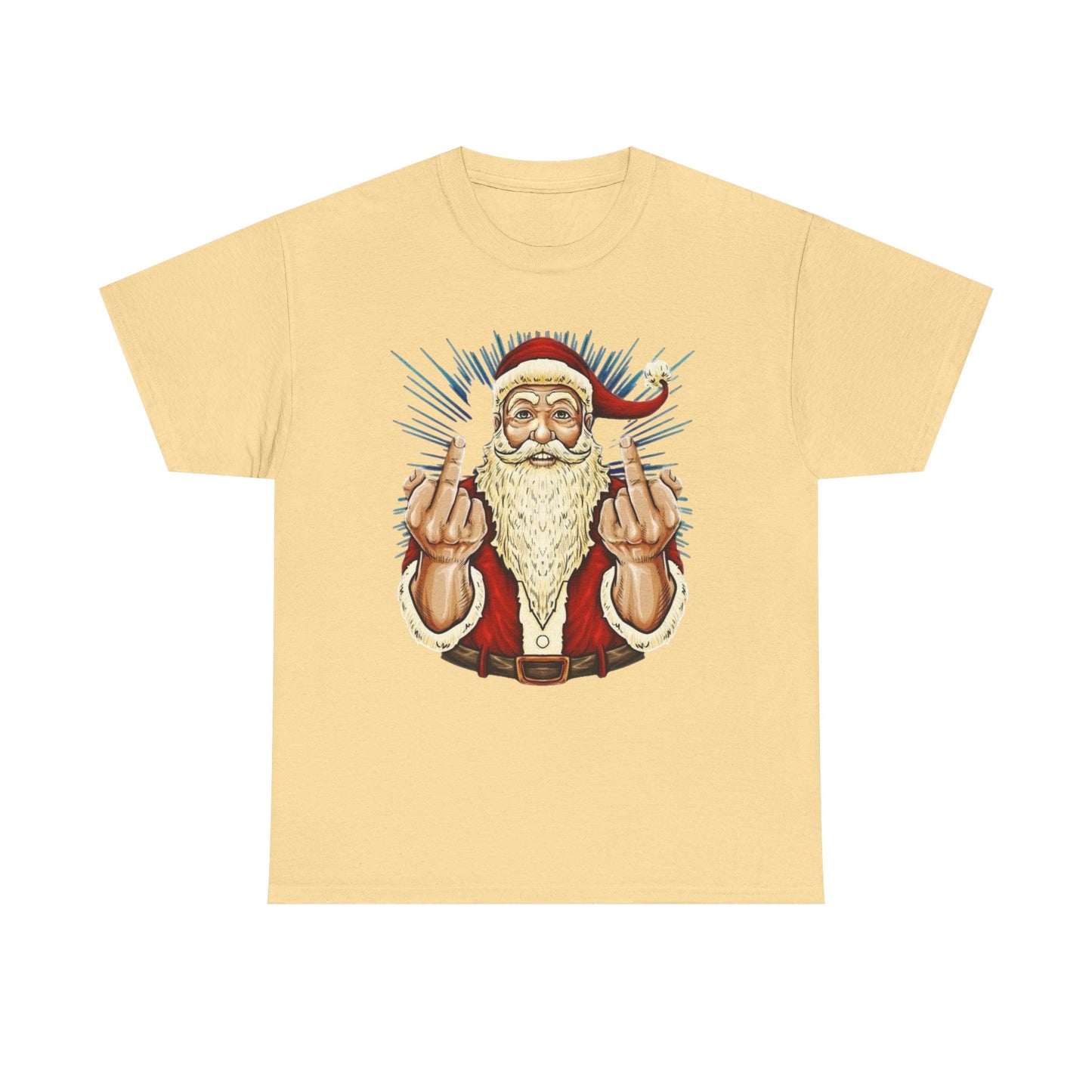 Funny Bad Santa Middle Finger Christmas Graphic T Shirt NEW ADULT