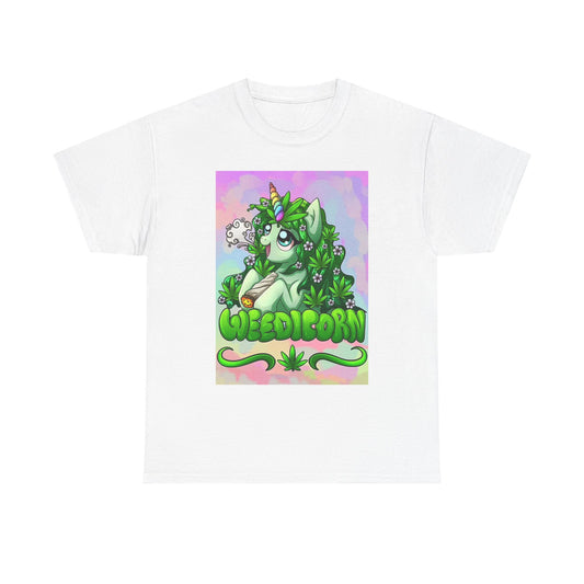 Weed I Corn T Shirt Funny Unicorn Pot Head Graphic Unisex Heavy Cotton Tee