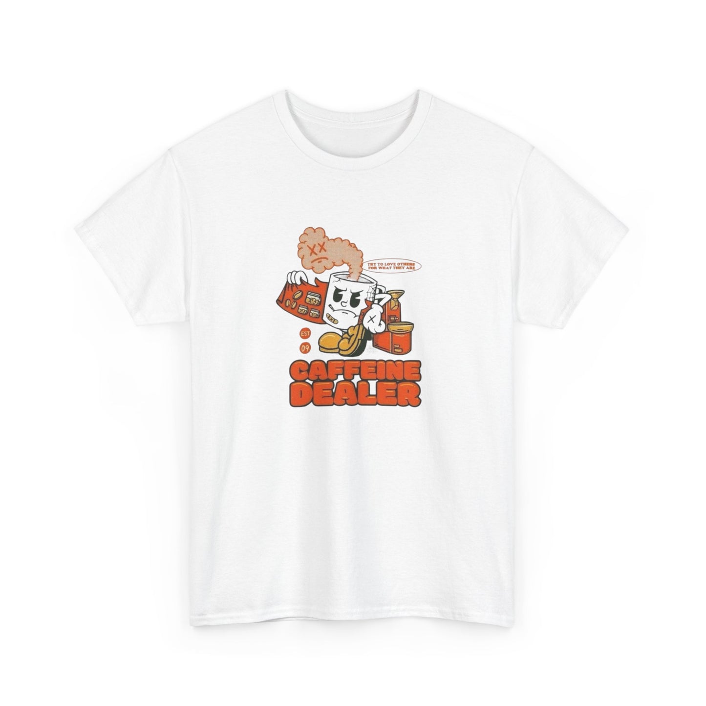 Caffeine Dealer Funny Coffee Graphic T-Shirt Comfy Cotton Tee Brand NEW
