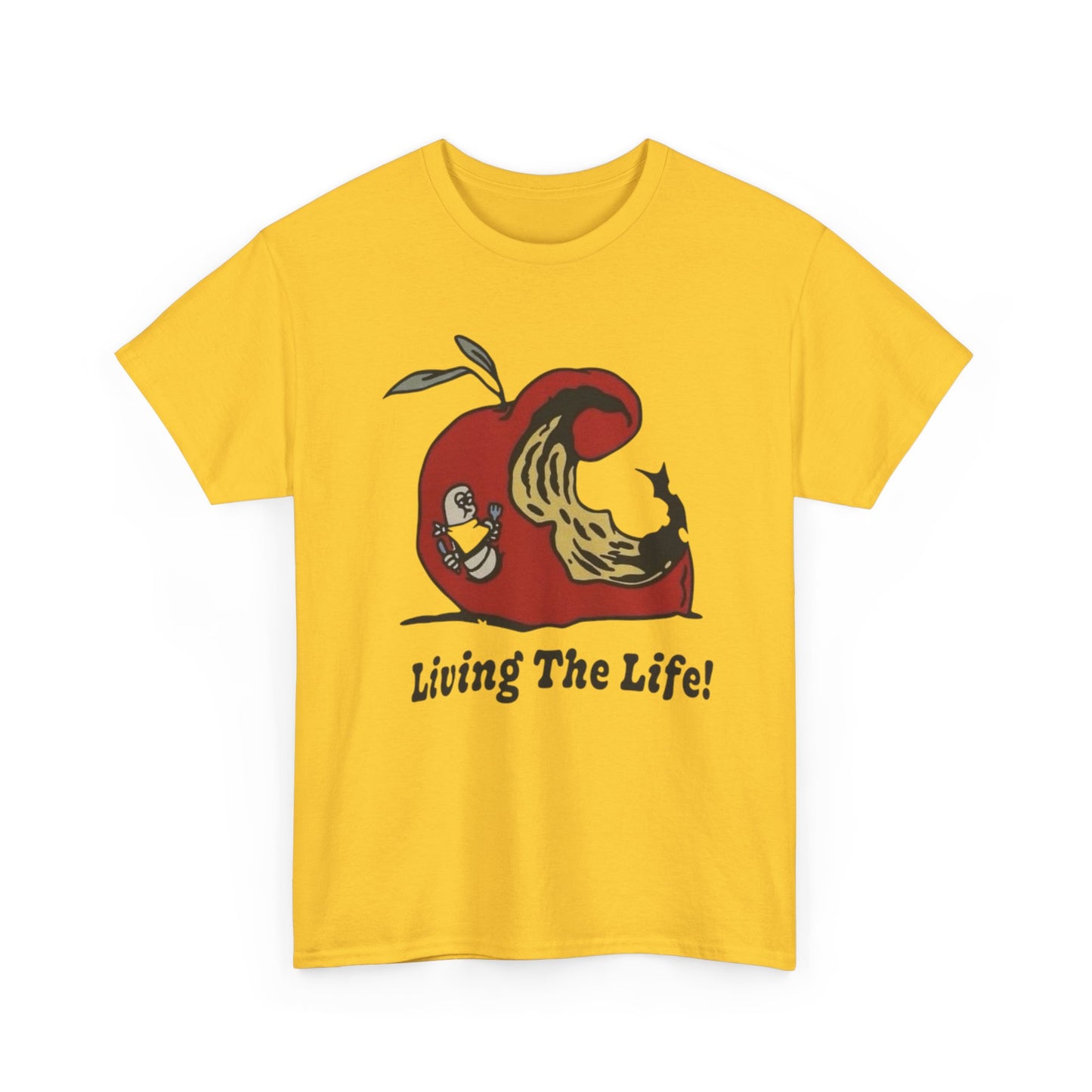Living The Life Apple Vintage Graphic T Shirt ADULT NEW Heavy Cotton Tee