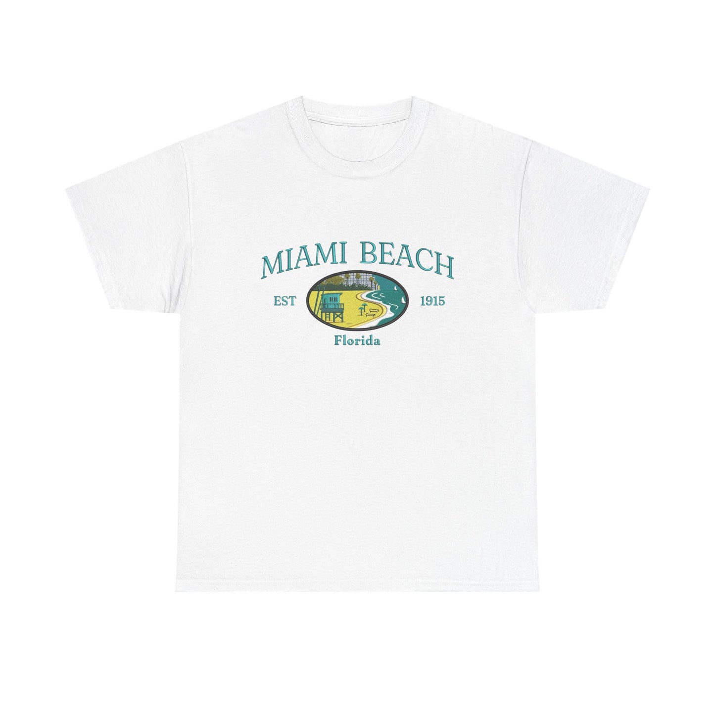Miami Beach Vintage Graphic T Shirt NEW Unisex Heavy Cotton Tee