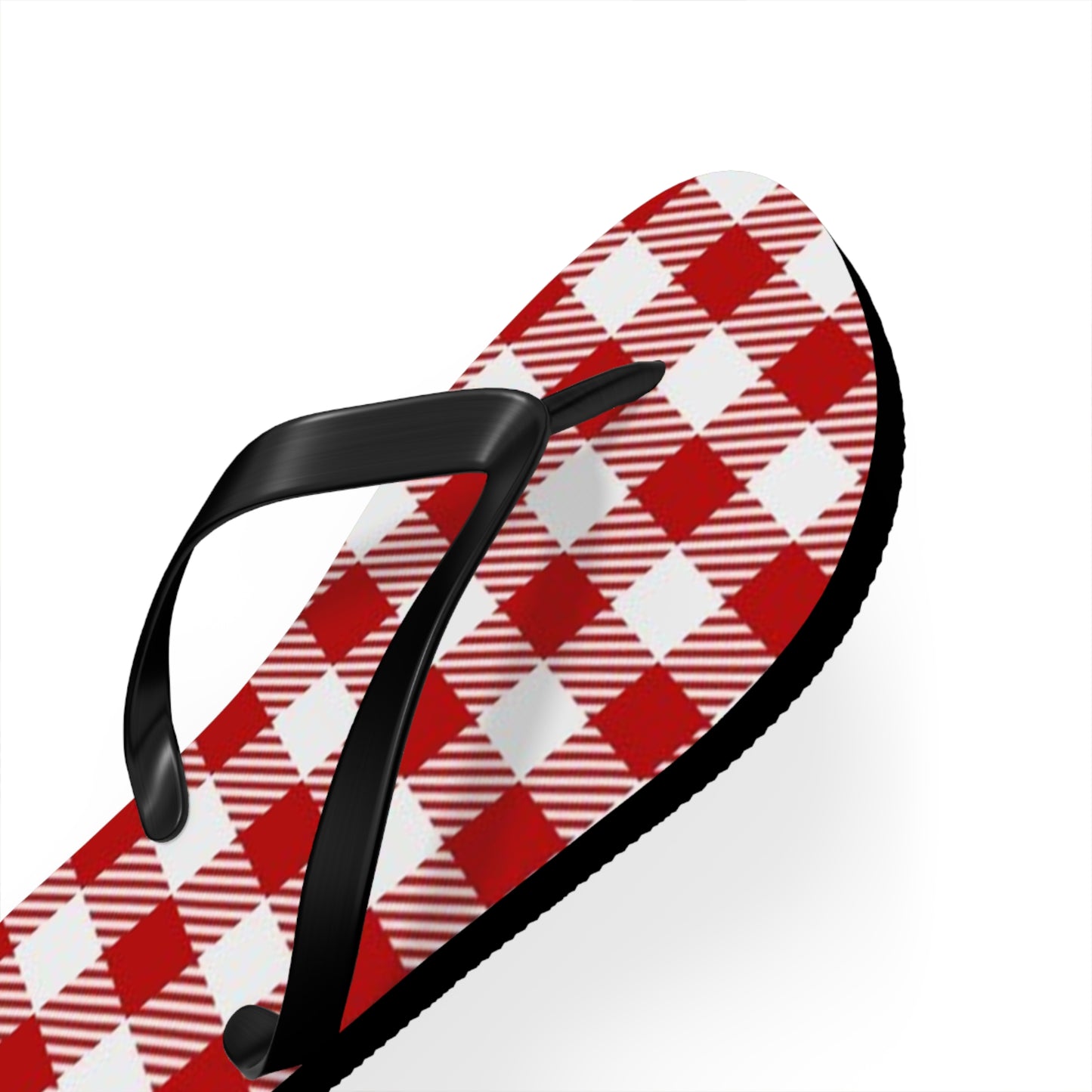 Red And White Checkered Sandals, Beach Shoes, Vacation Flip Flops, Pool Slides