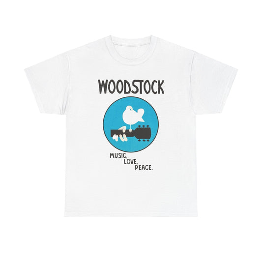 Woodstock Vintage Music Love Peace Graphic T Shirt Unisex Heavy Cotton Tee