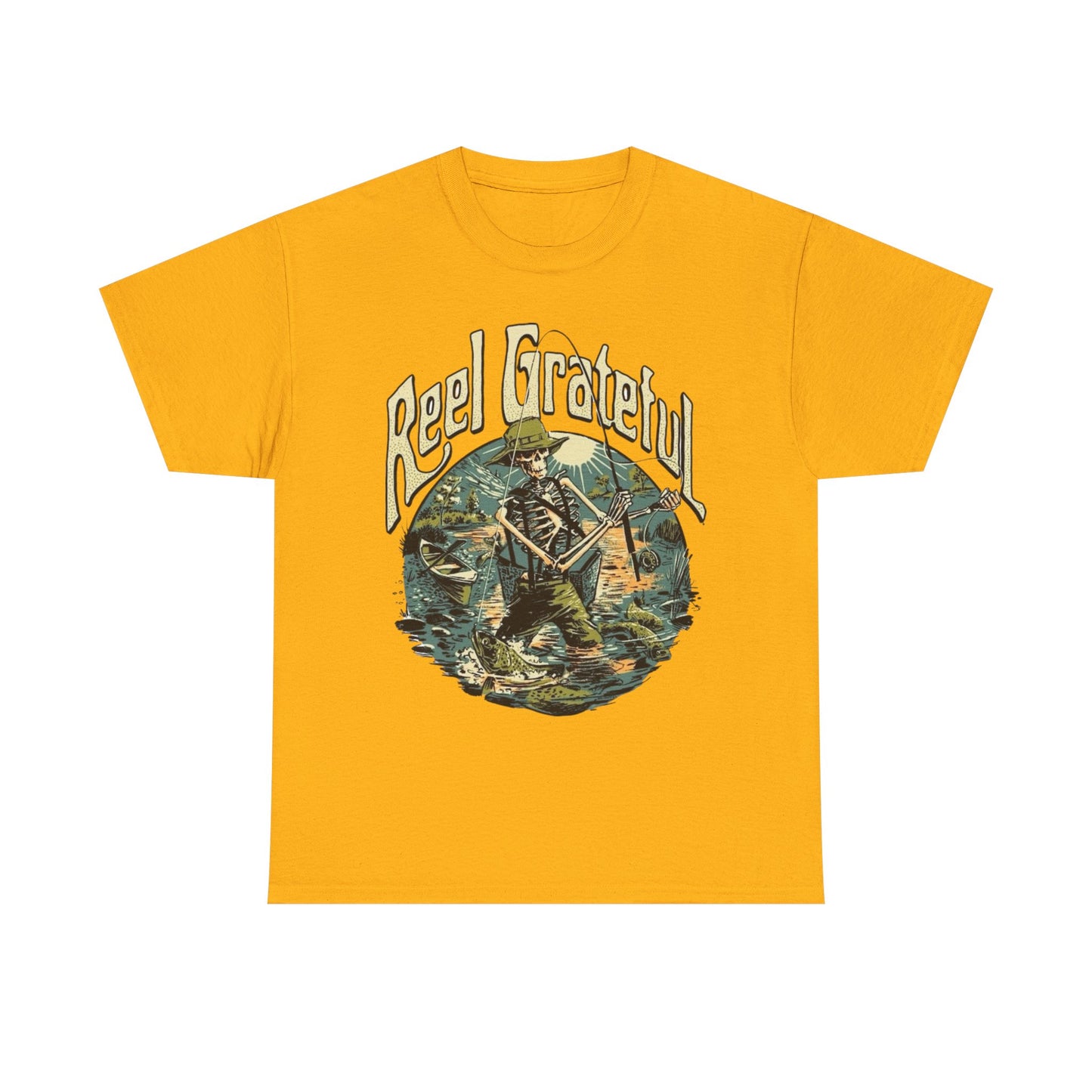 Reel Grateful Fishing Graphic T Shirt Unisex Cotton Tee Gift NEW