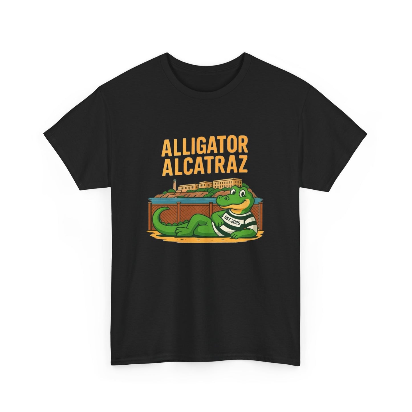 Alligator Alcatraz Funny Graphic T Shirt S-5XL NEW Unisex Heavy Cotton Tee