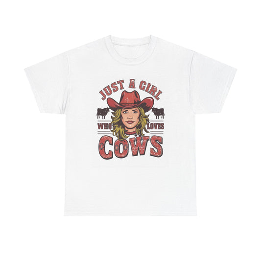 Just A Girl Who Loves Cows Graphic T Shirt Womens Vintage Retro Cotton Tee Farm