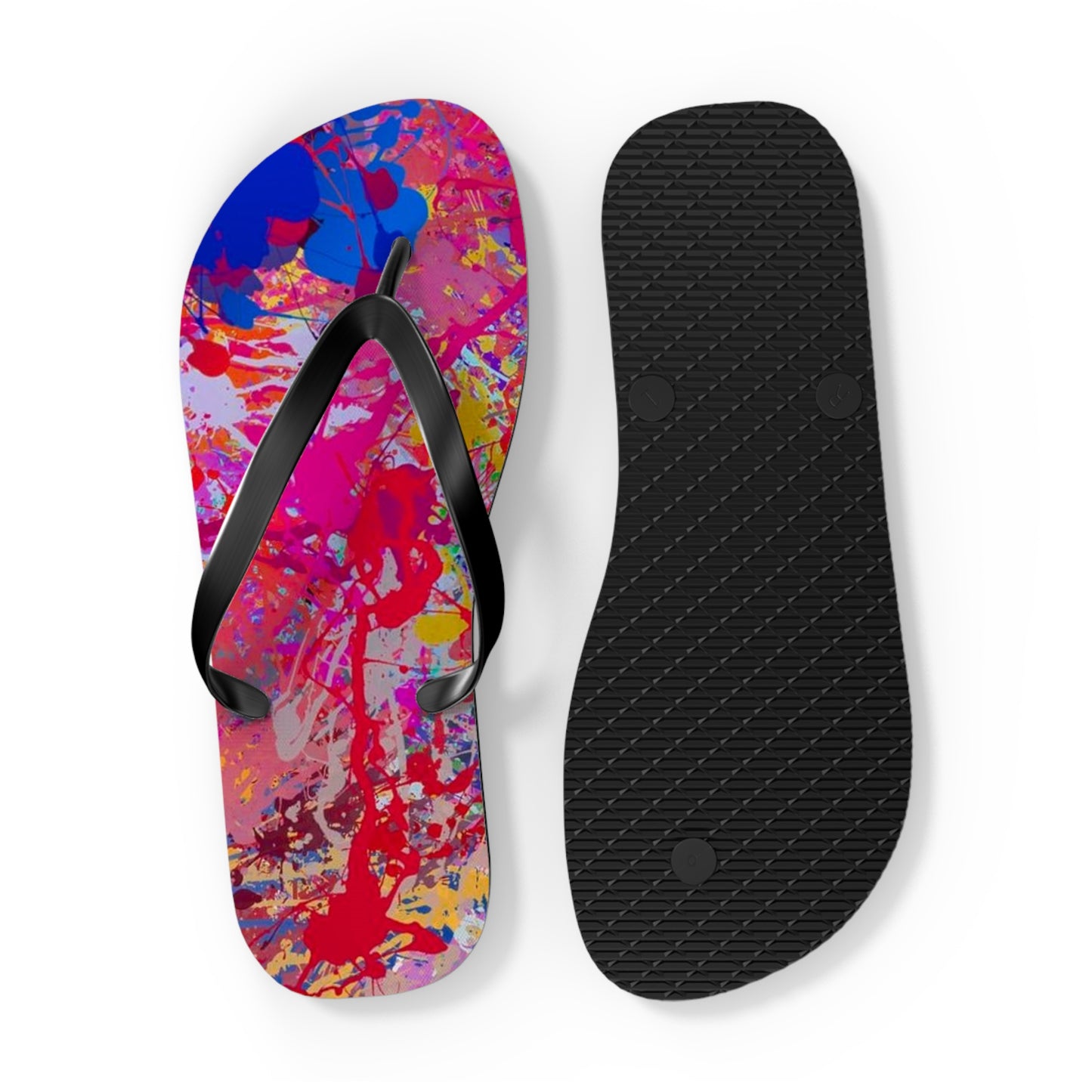 Paint Splatter Beach Sandals, Slides for Summer, Flip Flops, Water Resistant