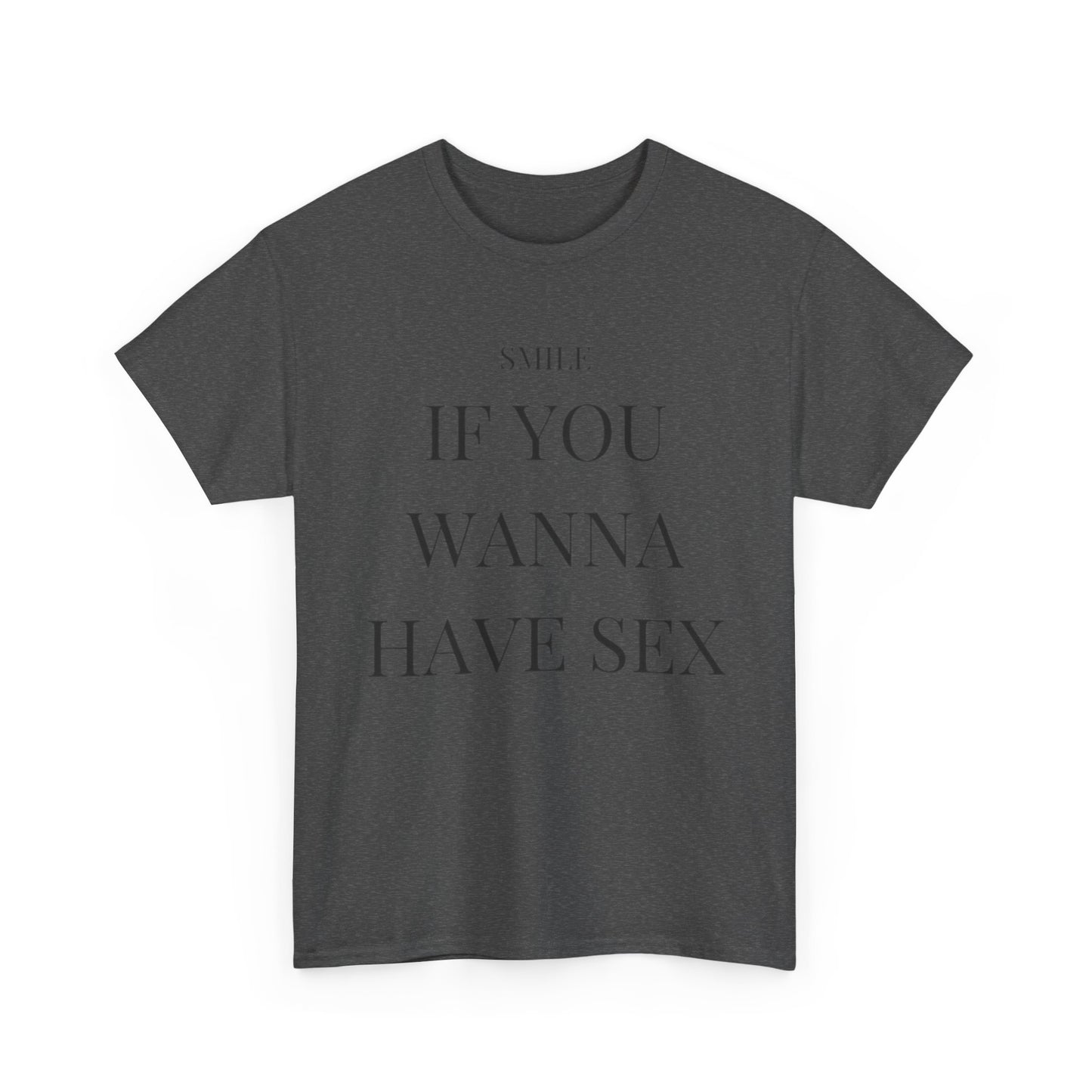 Smile If You Wanna Have Sex T shirt Funny Gift Comedy Unisex Heavy Cotton Tee
