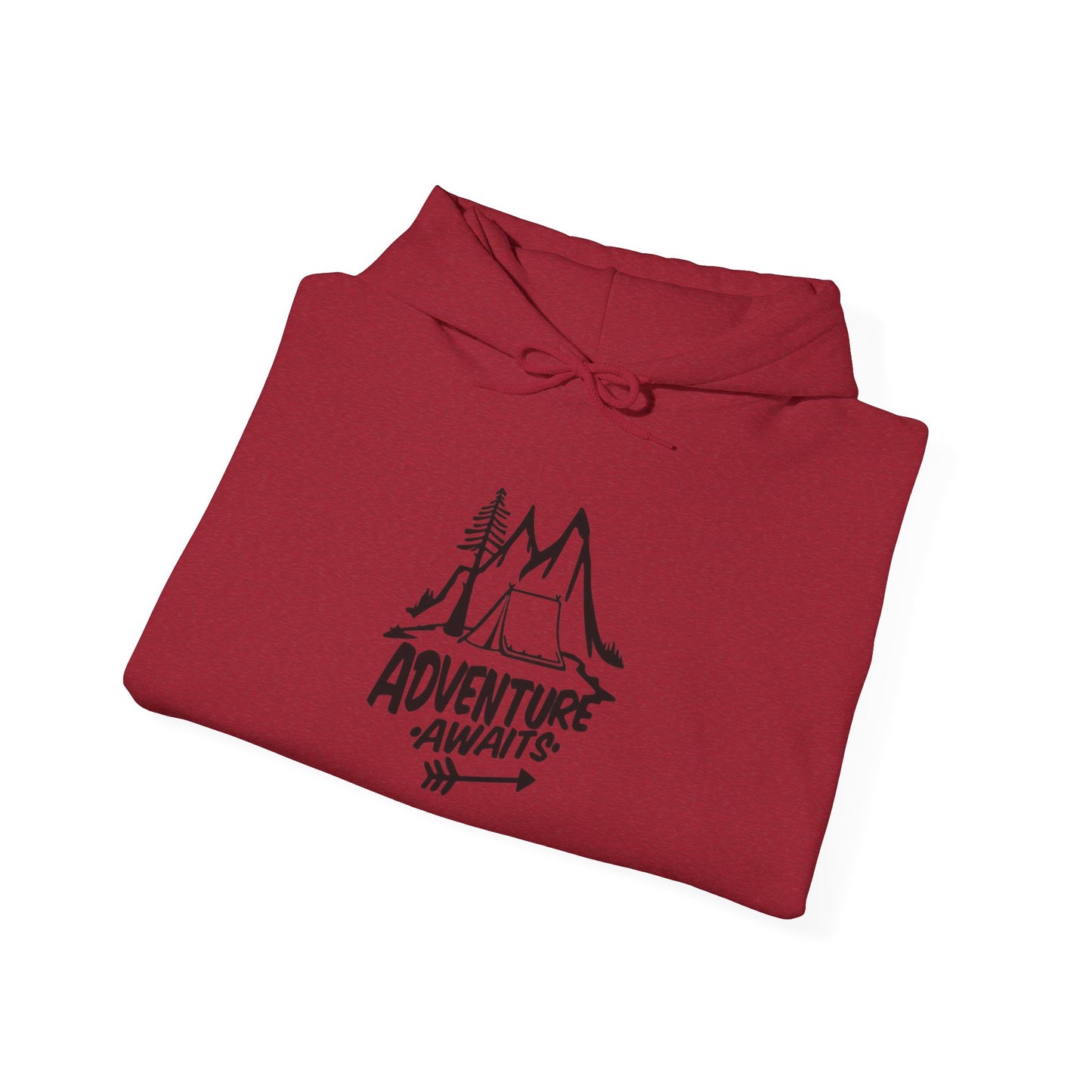 Adventure Awaits Camping Graphic Hoodie Unisex Heavy Blend™ Hooded Sweatshirt