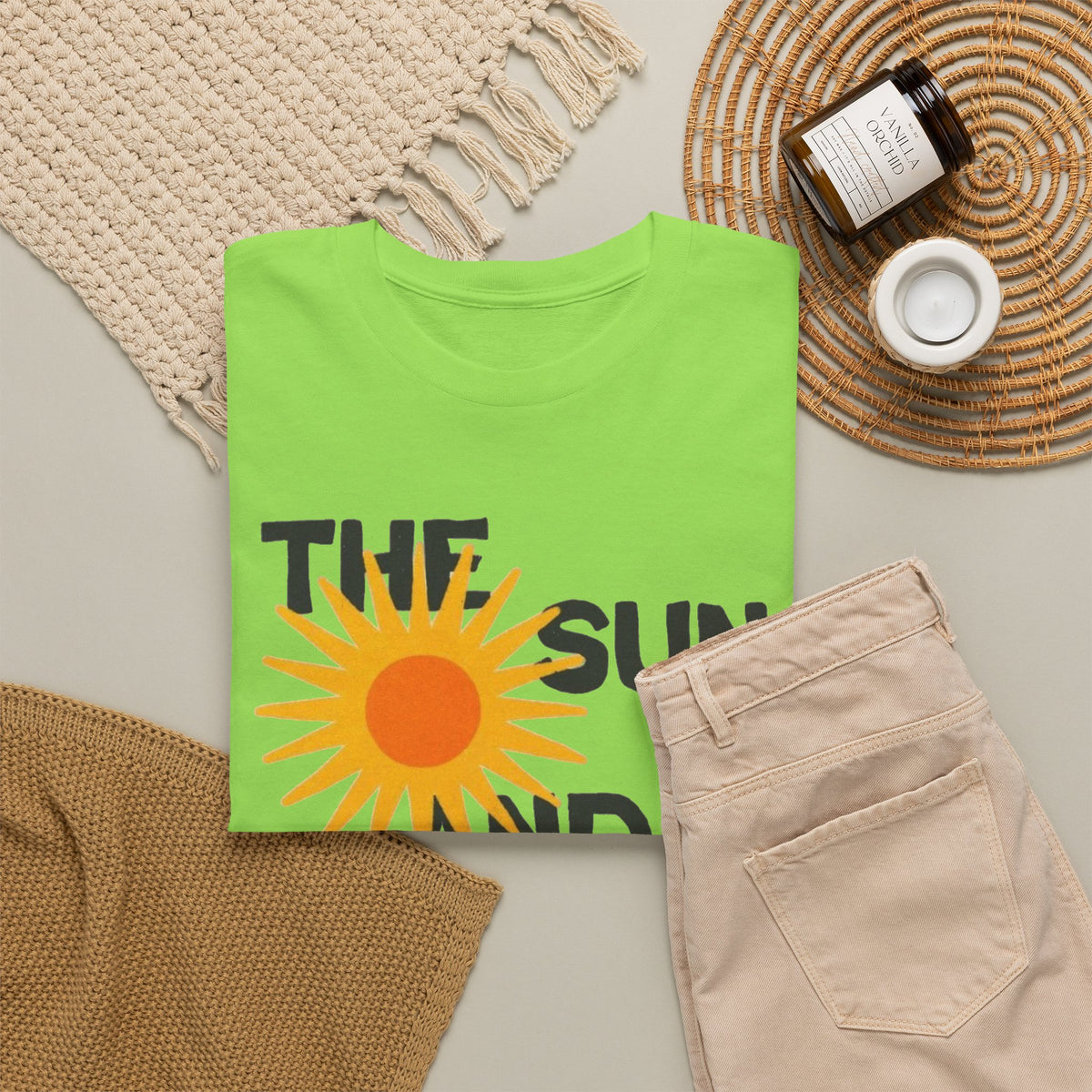 The Sun And The Sea Graphic T Shirt Retro Men's Heavy Cotton Tee