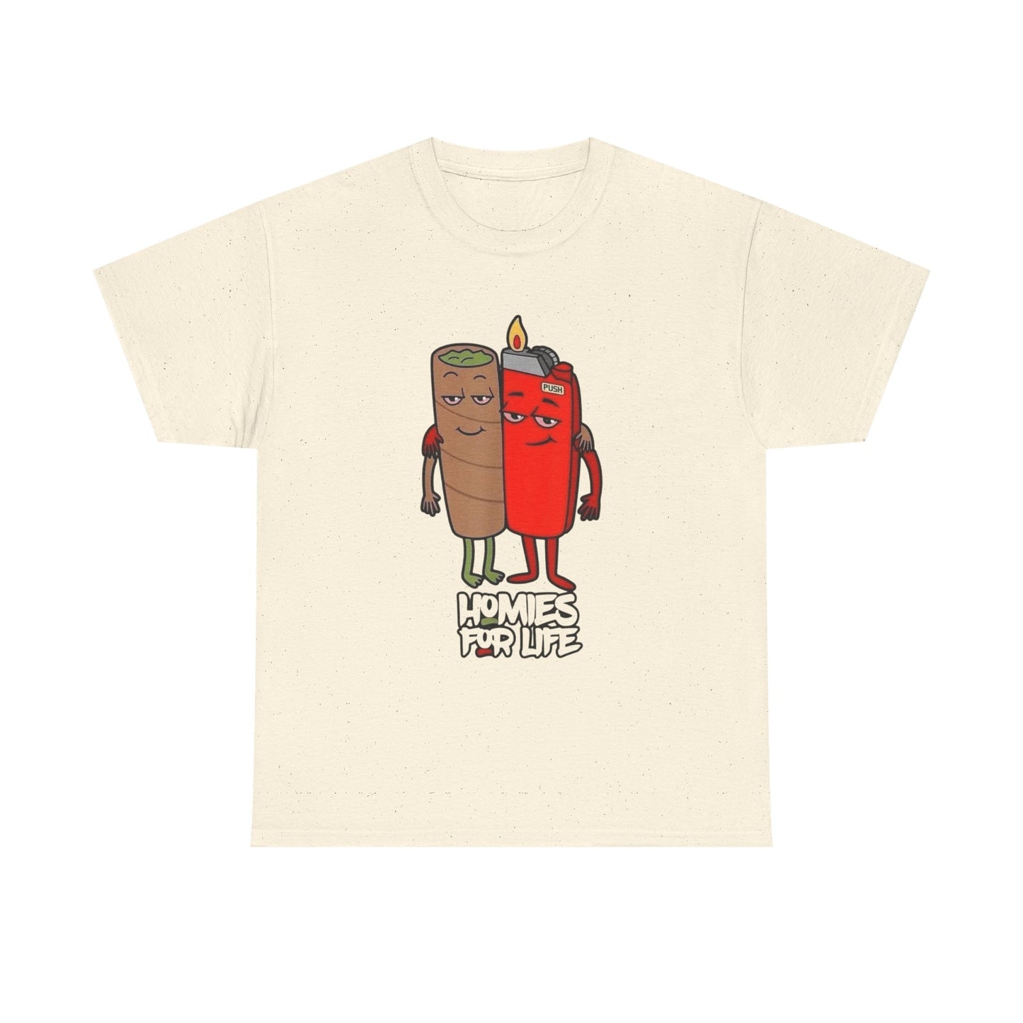 Homies For Life Weed And A Lighter Graphic T Shirt Unisex Heavy Cotton Tee