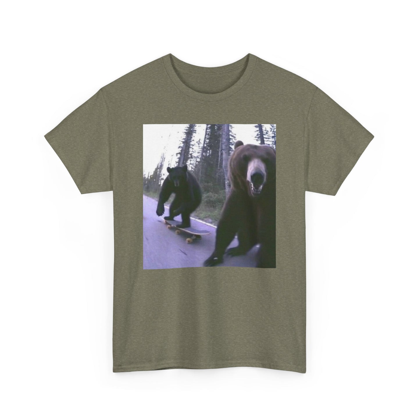 Bear Thrashing Skateboarding Graphic T-Shirt Unisex Heavy Cotton Tee NEW