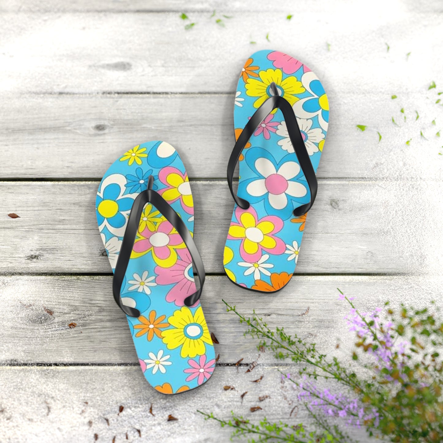 Pastel Flowers Sandals Summer Flip Flops Slides BRAND NEW