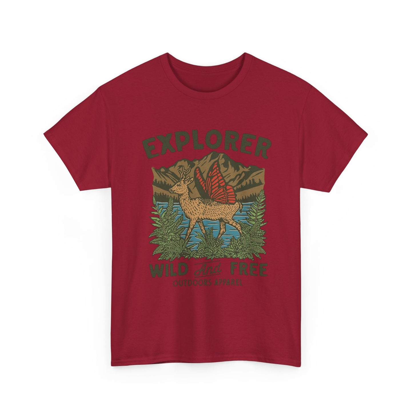 Explorer Wild And Free Graphic T Shirt Unisex Heavy Cotton Tee