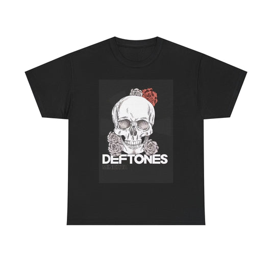 Deftones Tshirt Band merch Vintage skull and roses Unisex Heavy Cotton Tee