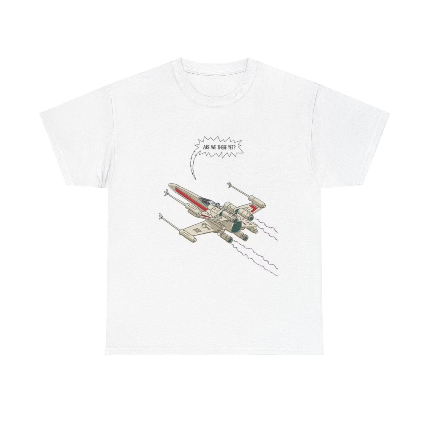 Are We There Yet T Shirt Funny Space Ship Rocket Unisex Heavy Cotton Tee