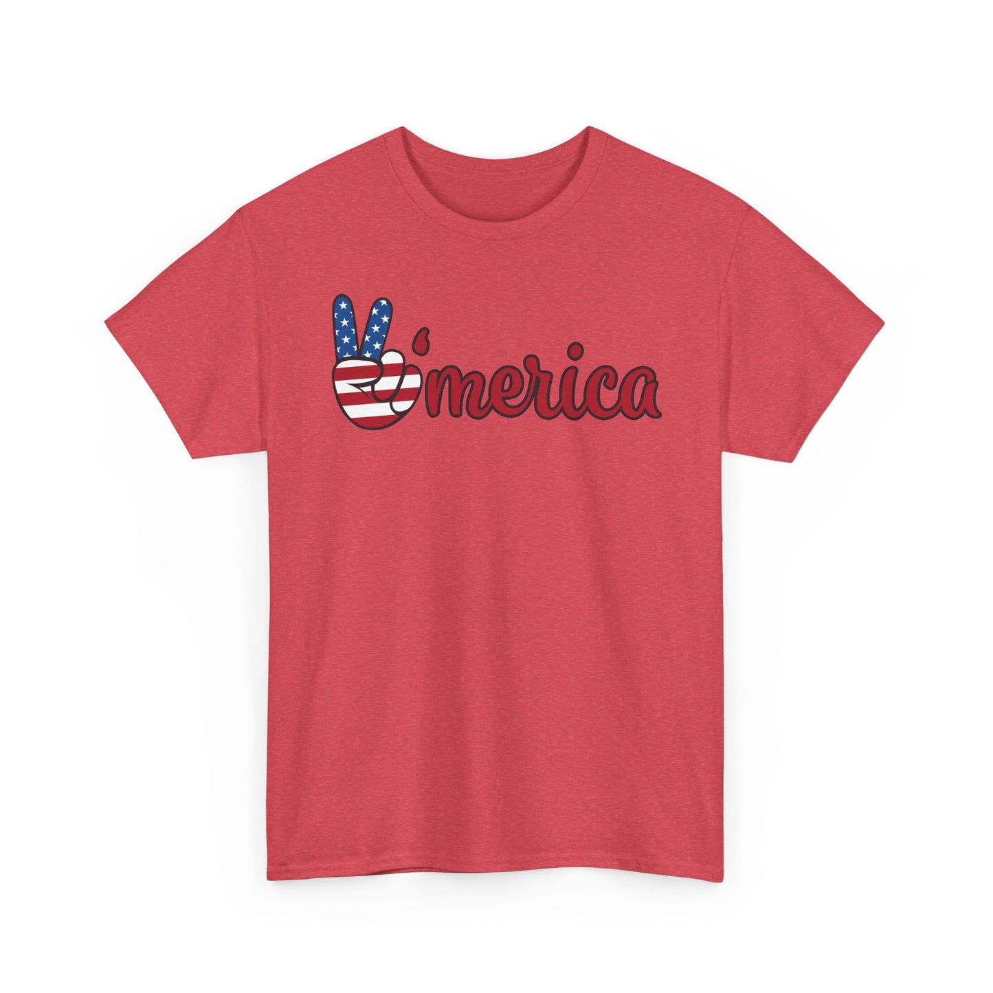 America Peace Sign Graphic T Shirt USA American Flag Unisex Heavy Cotton Tee