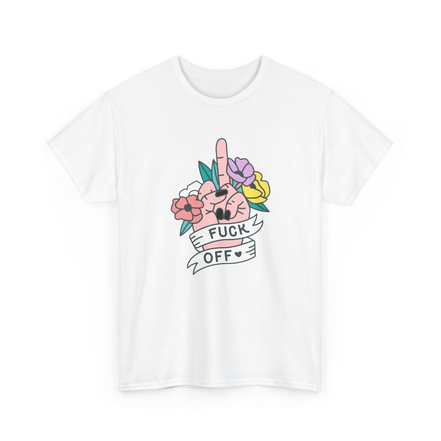 Flowers Middle Finger T Shirt Graphic Unisex Heavy Cotton Tee NEW GIFT