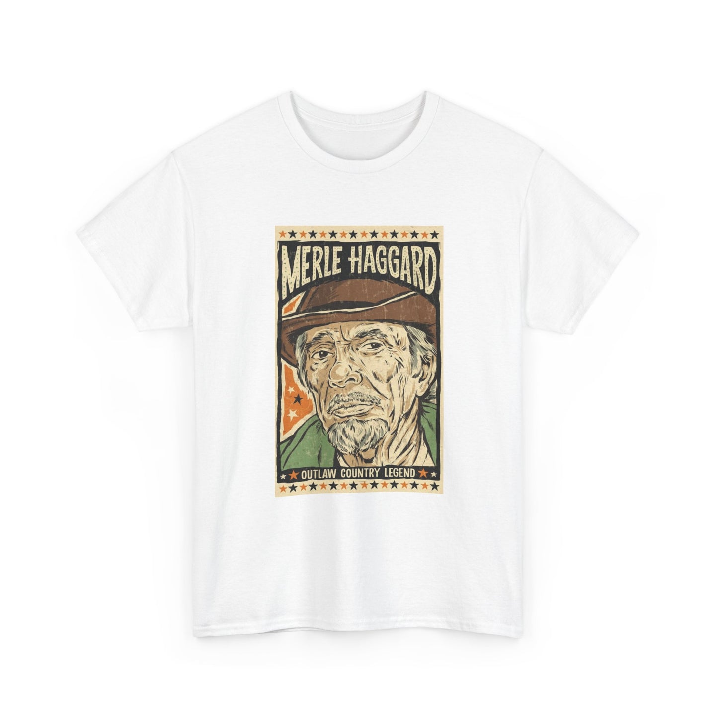 Merle Haggard Tshirt Outlaw Country Vintage Poster Unisex Heavy Cotton Tee