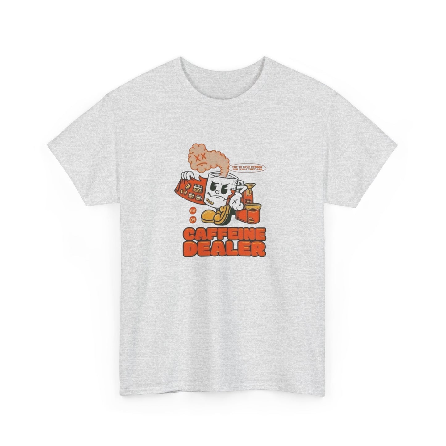 Caffeine Dealer Funny Coffee Graphic T-Shirt Comfy Cotton Tee Brand NEW