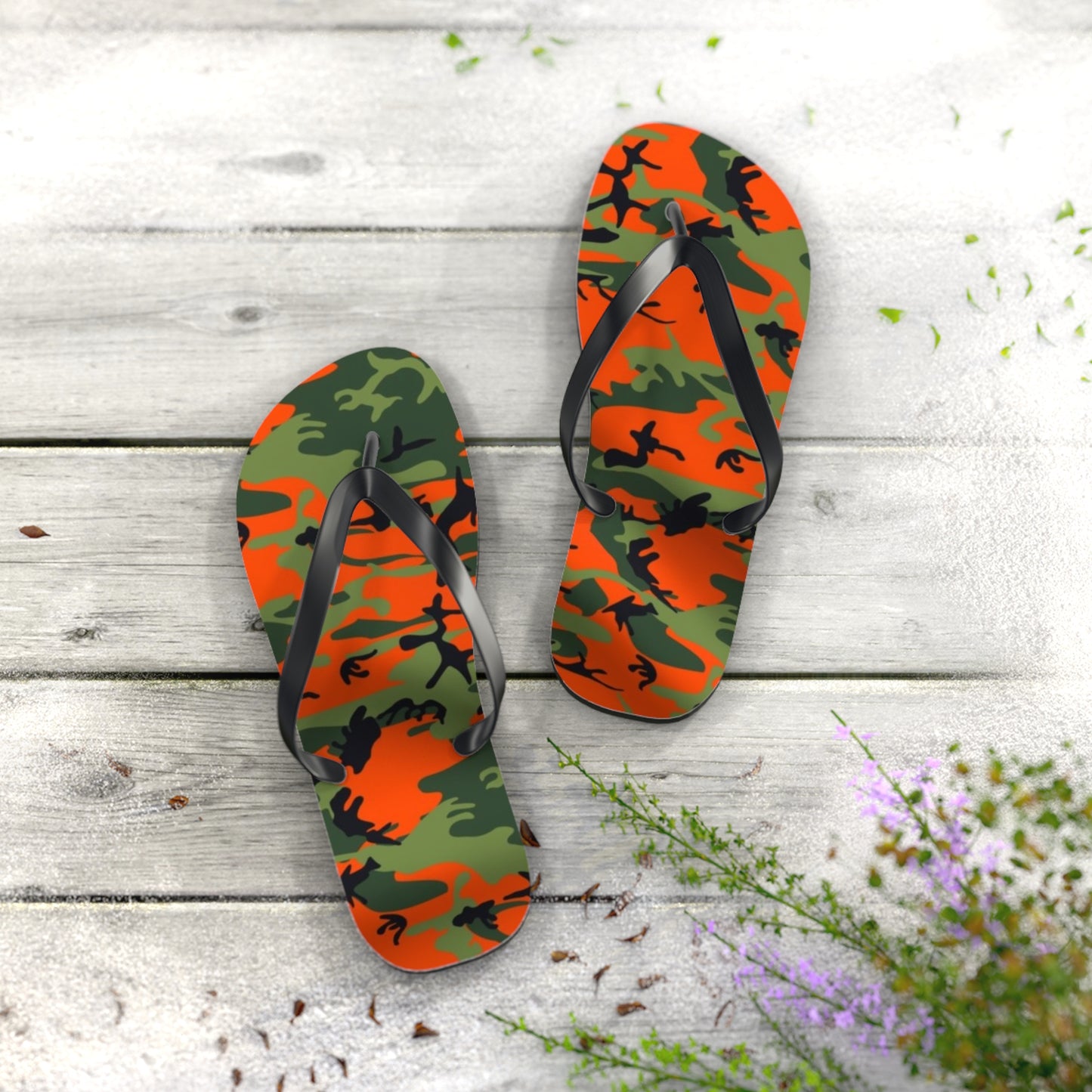 Waves And Sun Sandals Orange Camo Summer Flip Flops Slides BRAND NEW