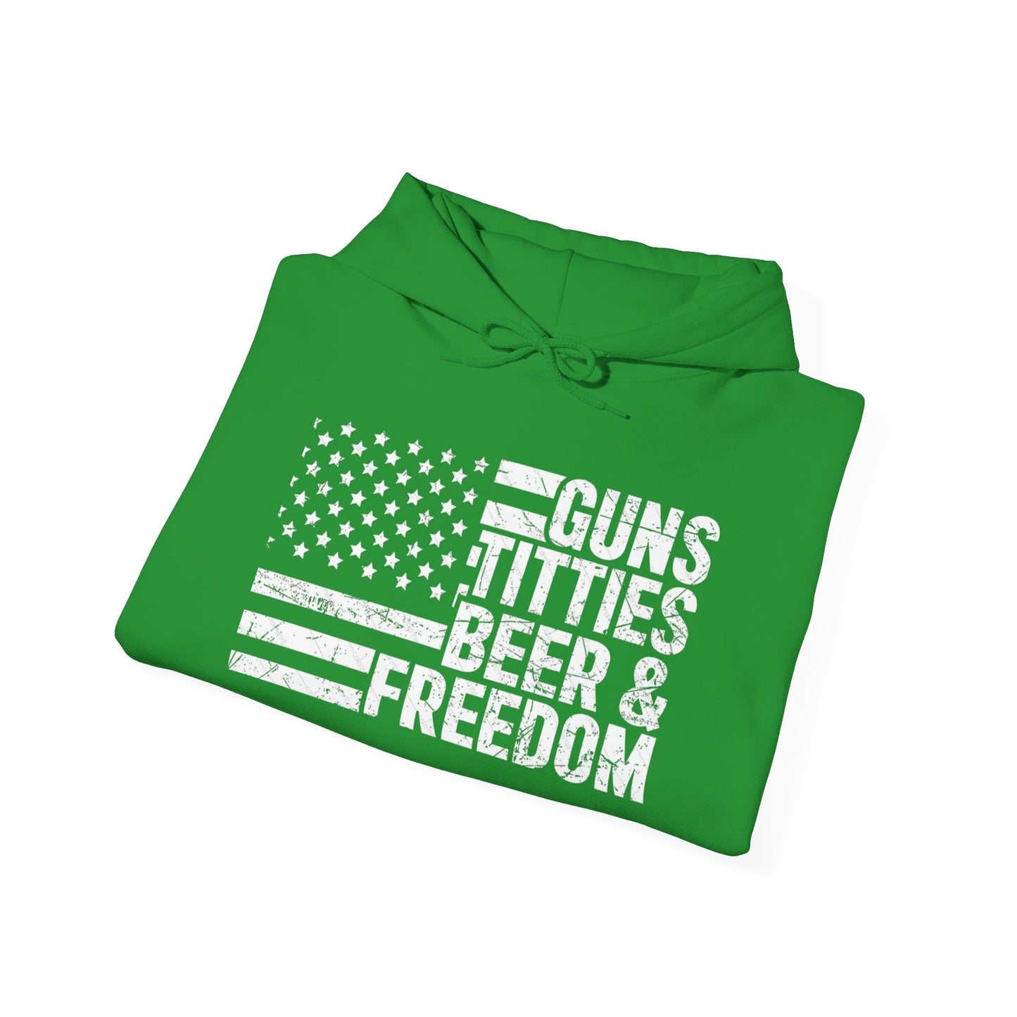 Guns Beer Freedom Women Flag Graphic Hoodie Heavy Blend Sweatshirt NEW