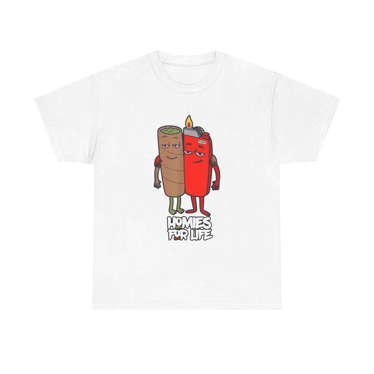 Homies For Life Weed And A Lighter Graphic T Shirt Unisex Heavy Cotton Tee