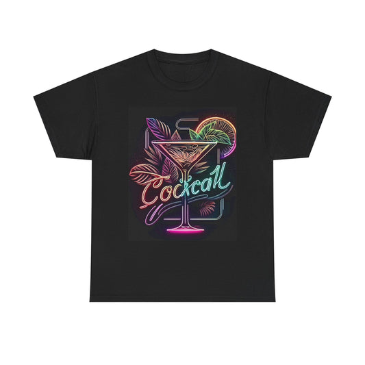Neon Cocktail Graphic T Shirt Retro Miami Unisex Heavy Cotton Tee