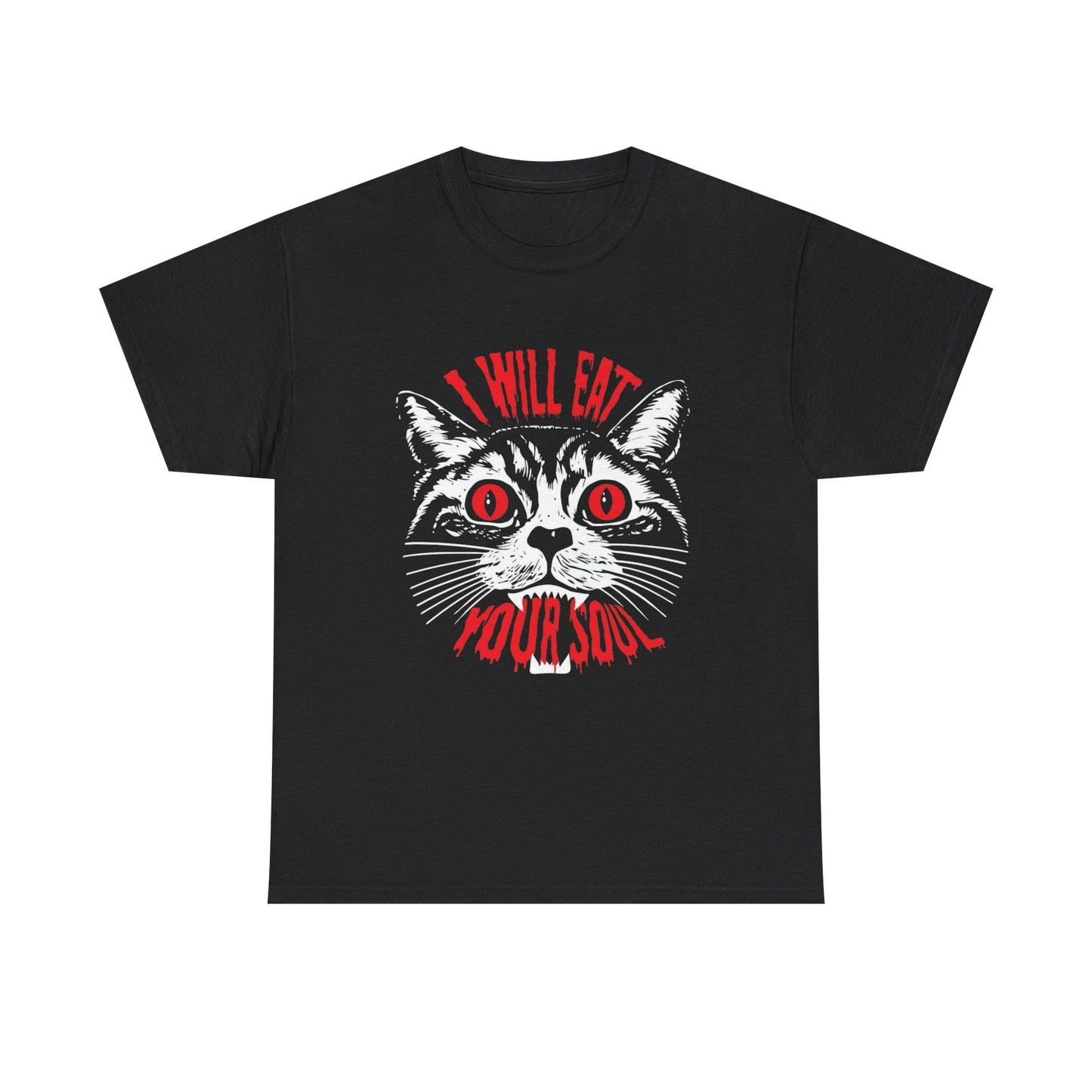 I Will Eat Your Soul Cat Graphic T Shirt Unisex Heavy Cotton Tee