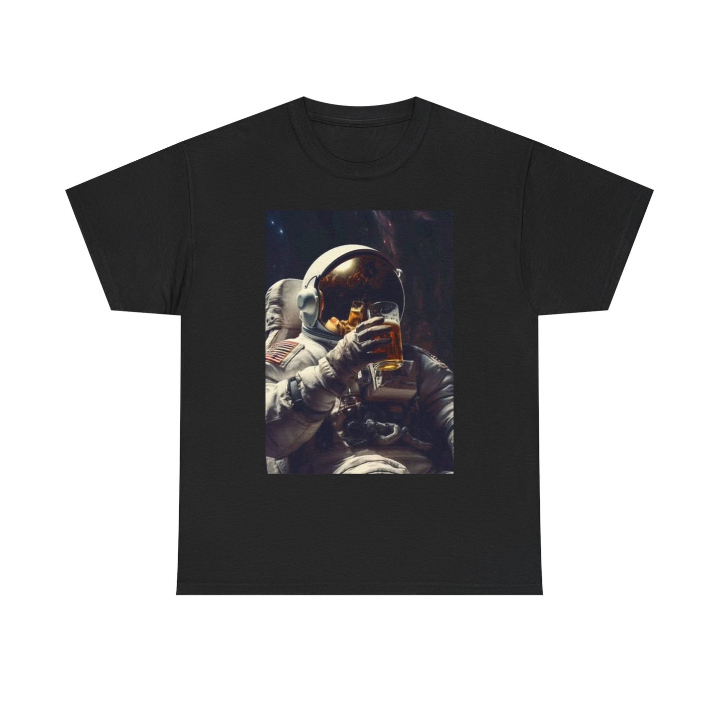 Space Beers T Shirt Funny Astronaut Graphic Retro Comedy Unisex Heavy Cotton Tee