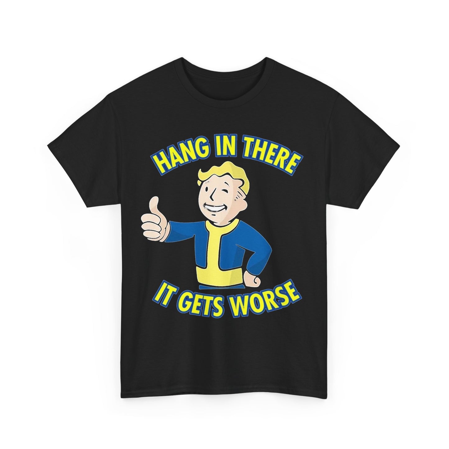Fallout Graphic T Shirt Hang In There Funny Vintage Game Unisex Heavy Cotton Tee