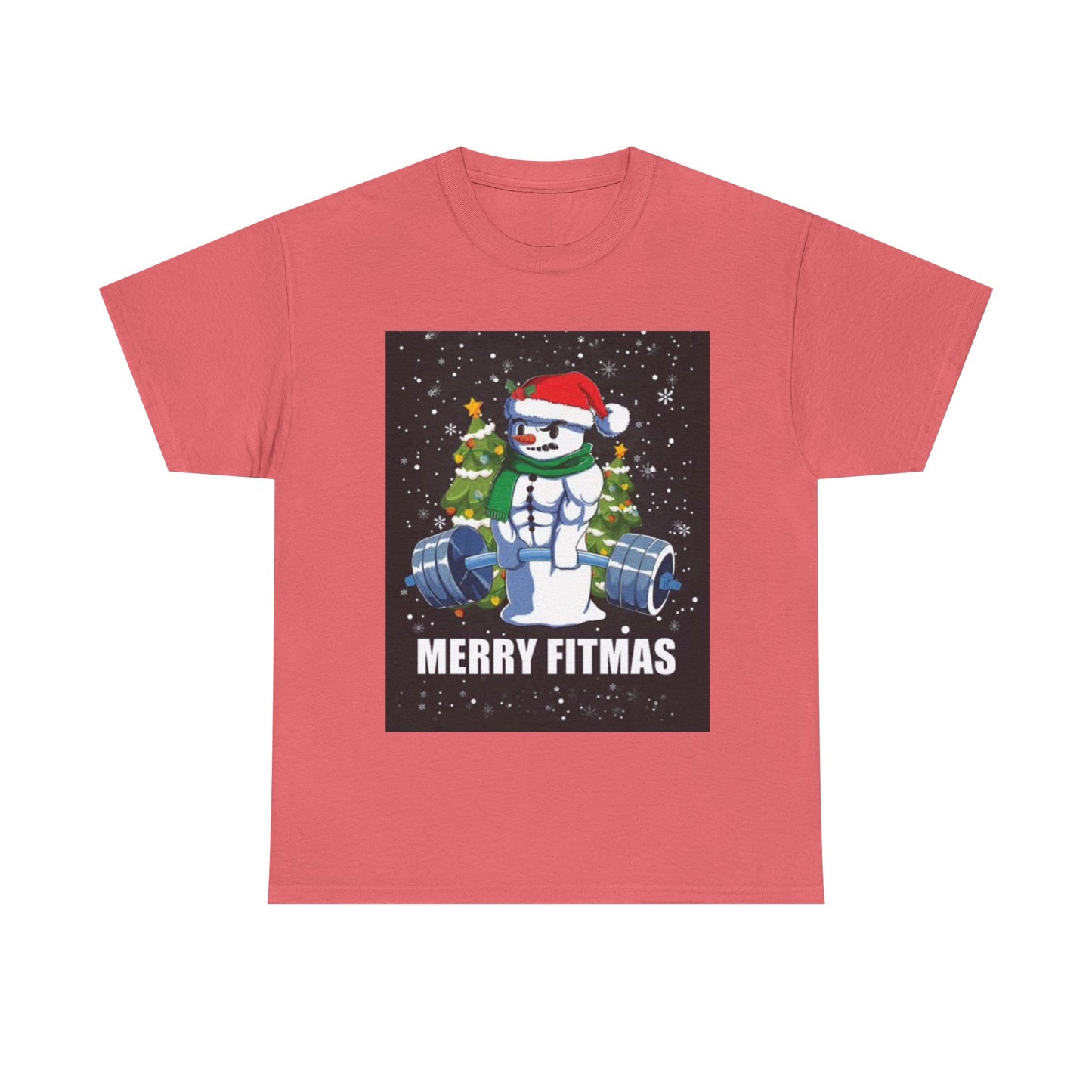 Merry Fitmas Shirt Funny Gym Snowman Christmas Gym Unisex Heavy Cotton Tee