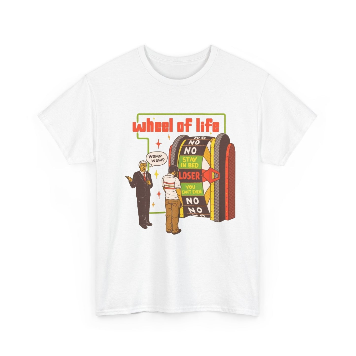 Wheel Of Life Funny Dark Humor Jokes Graphic T Shirt Regular Men's Heavy Cotton Tee