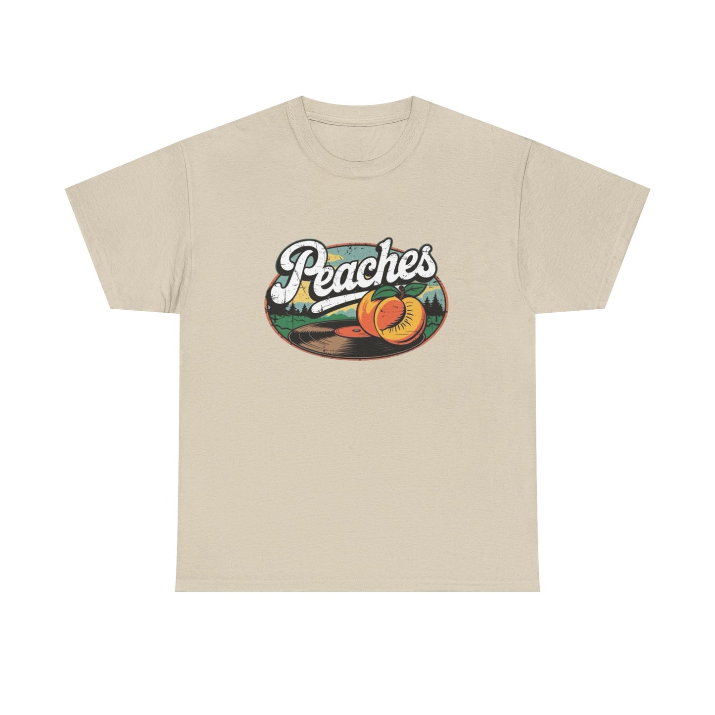 Peaches Retro Graphic T Shirt NEW Vintage Unisex Heavy Cotton Tee