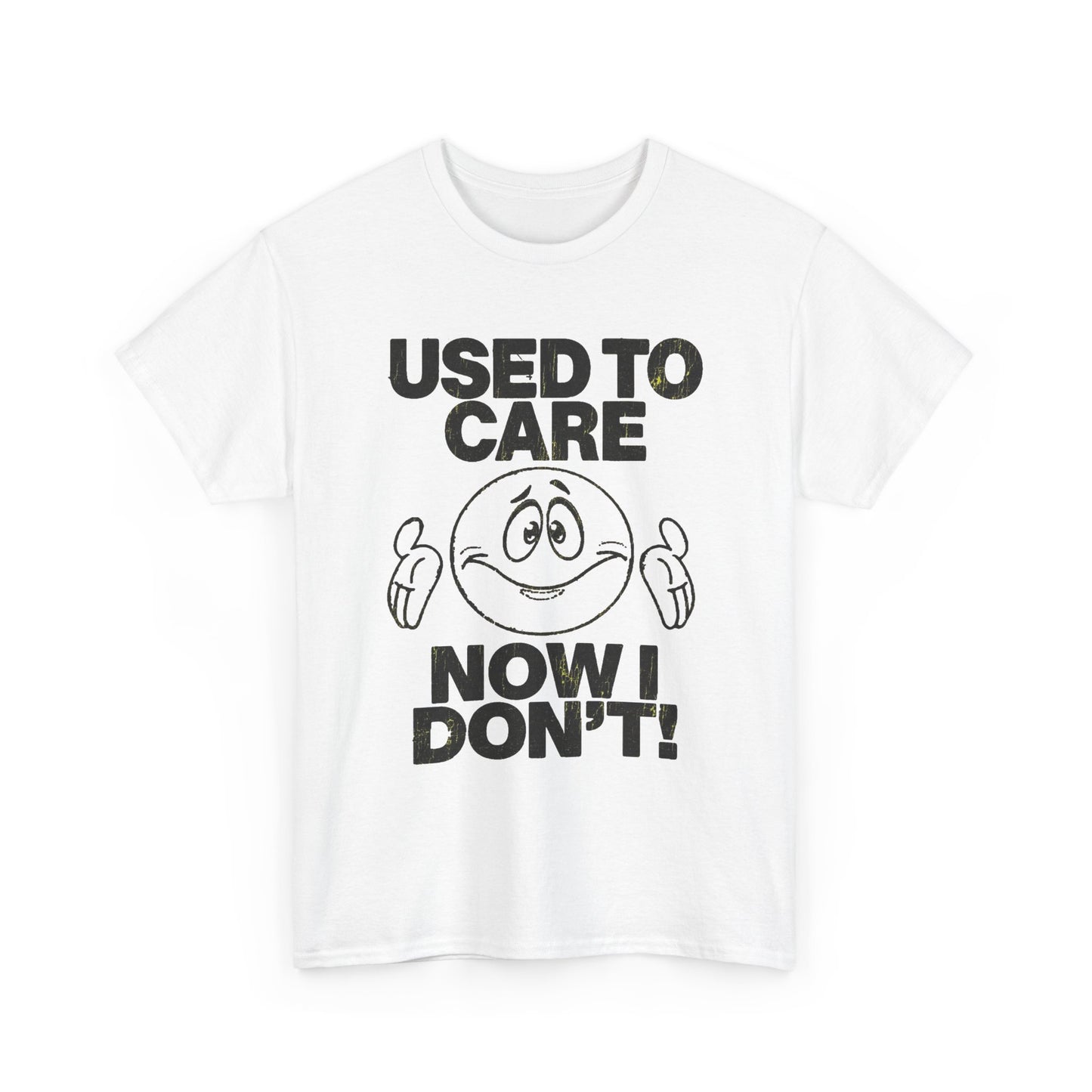 Used To Care Now I Don't Graphic T Shirt Men's Heavy Cotton Tee Funny Retro