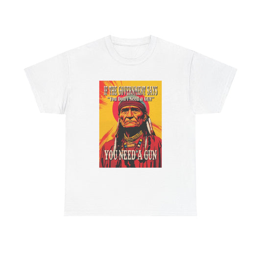 Native American Indian Tshirt Chief Gun Pride New Unisex Heavy Cotton Tee