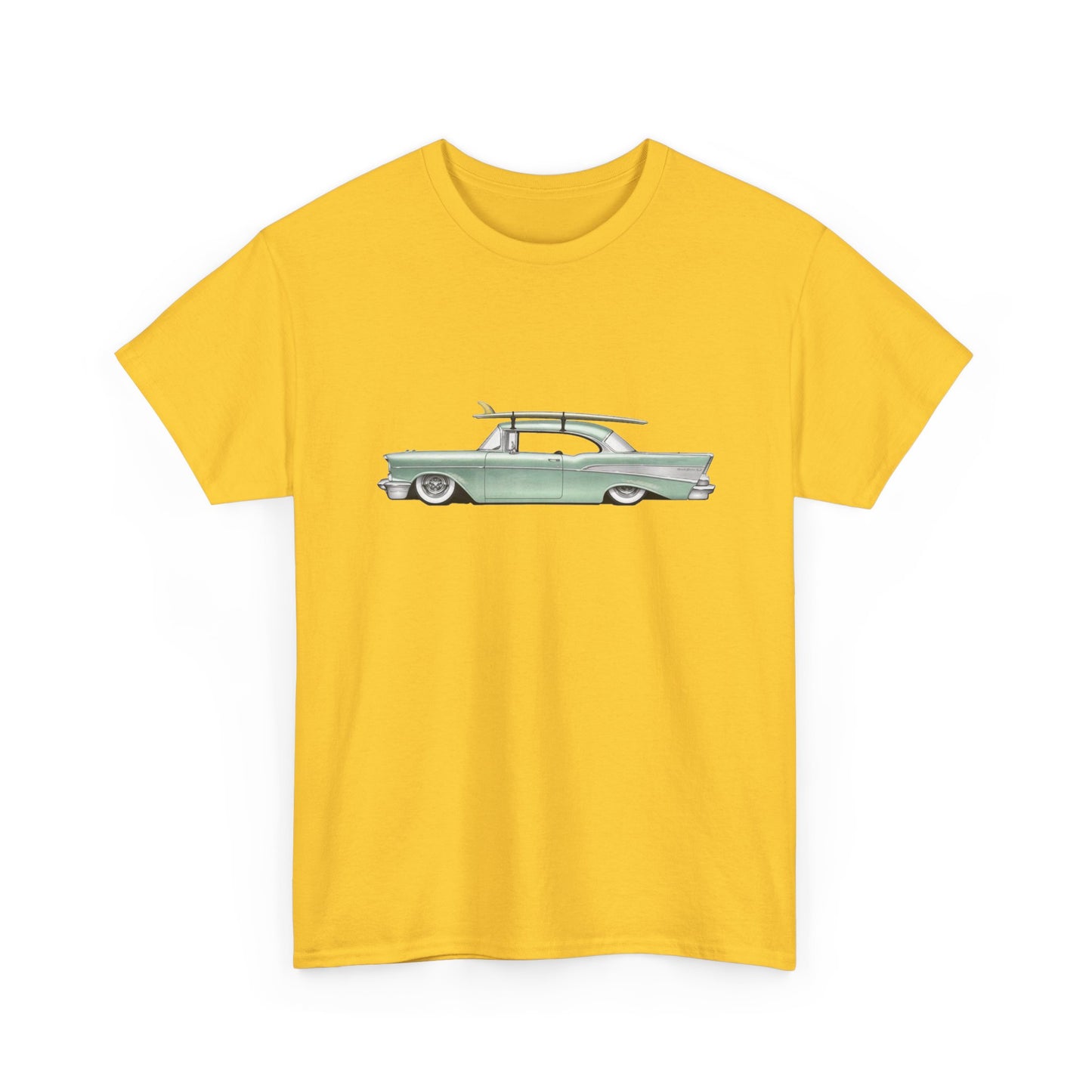 57 Chevy Cruiser Surfer Graphic T Shirt Unisex Heavy Cotton Tee NEW