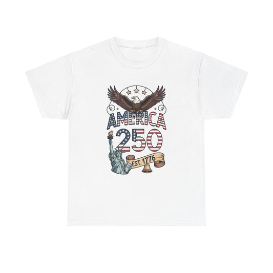 USA America 250 Bald Eagle Graphic T Shirt Men's Heavy Cotton Tee