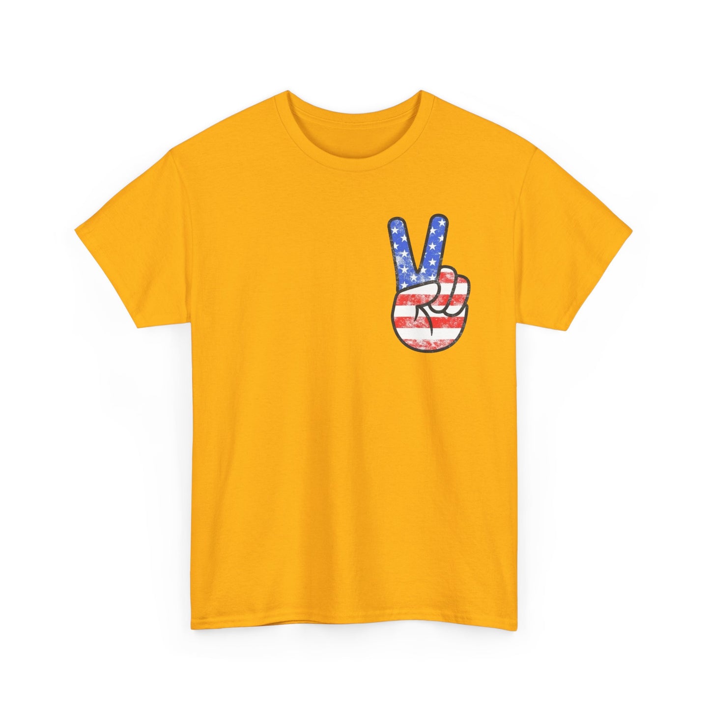 American Flag Peace Sign Retro Graphic T Shirt Adult New Tee
