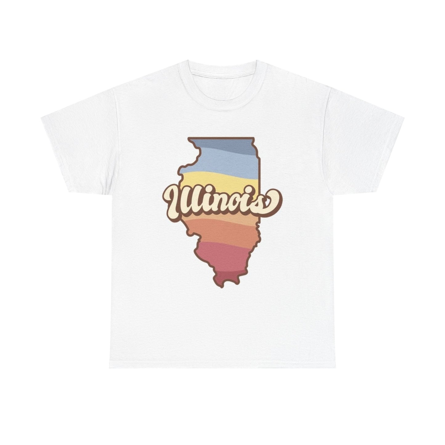 Illinois Multi Color State Logo BRAND NEW Apparel T Shirt Unisex Unisex Heavy