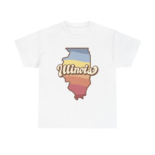 Illinois Multi Color State Logo BRAND NEW Apparel T Shirt Unisex Unisex Heavy