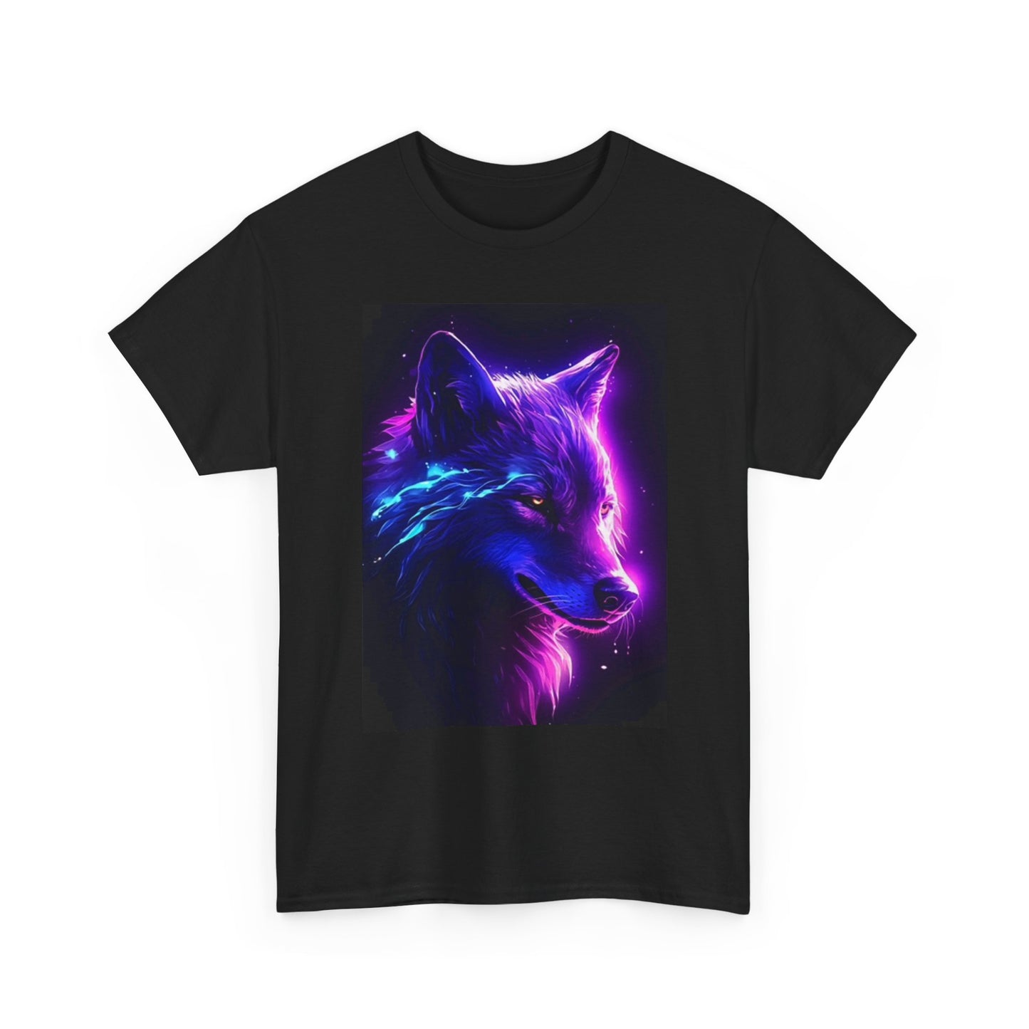 Neon Wolf Graphic T Shirt Retro Camping Vintage Unisex Heavy Cotton Tee