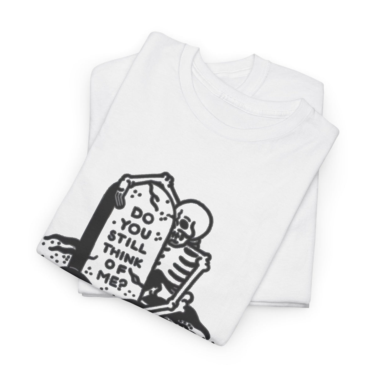 Skeleton Reading Gravestone T-Shirt | Do You Still Think of Me Men's Tee